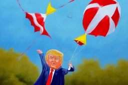 Painting, donald trump flying a kite in a rainstorm