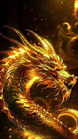 Golden Powerfull Dragon 8K High Quality, Cosmic Astrology Background,