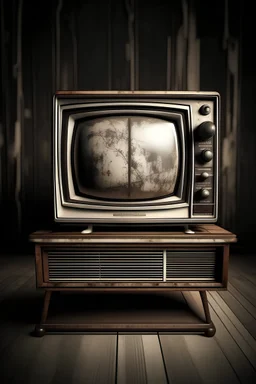 Una vecchia televisione con il segno di ti, top dentro