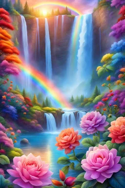 ufos, rainbows, beautiful colors gardens , flowers, cascades
