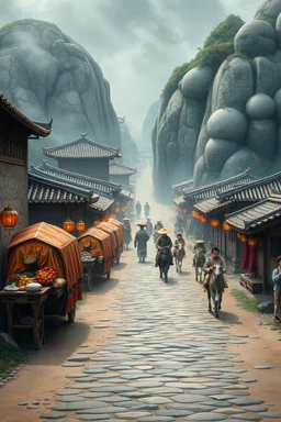 trading caravan Hexi Corridor silk road in ancient times in the style of Zeng Fanzhi