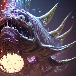 fluid ink angler fish creature, unreal engine 5, 8k resolution, photorealistic, ultra detailed