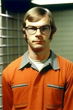 Young Jeffrey Dahmer in prison uniform in jail