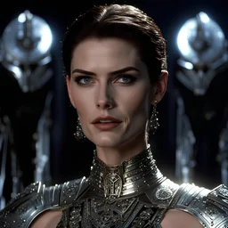 photo raw screengrab, 8k, 1996 star wars hellraiser movie, fitgirl ( hilary rhoda ), short hair, complex lighting, award winning, professional photo studio, by weta, james cameron