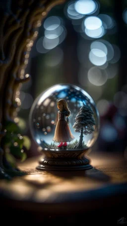 portrait of princess prisoner in a crystal ball with a tree inside , shot on Hasselblad h6d-400c, zeiss prime lens, bokeh like f/0.8, tilt-shift lens 8k, high detail, smooth render, down-light, unreal engine, prize winning