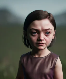 Arya stark toddler, full body, soft skin, dramatic lighting, hyper realistic