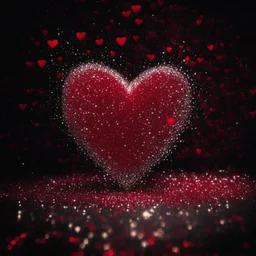 motion blur red glitter electric heart