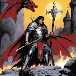 [Art by Kelley Jones] In the twilight of Romano-Britain, Uther rose as a fierce warlord bearing the red dragon standard, ruling with iron will and ambition. Bargaining with Merlin and deceiving Igraine, he sired the secret son, Arthur, destined for greatness. Uther's pride and ambition fractured the realm, leaving behind a throne and a curse. The tale of Uther, the Dragon-Blooded king, stood as a grim reminder of the perils of unchecked ambition.