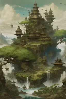 Fantasy landscape by Akihiko Yoshida