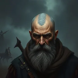 Western Fantasy Old Balding Man grimdark realistic