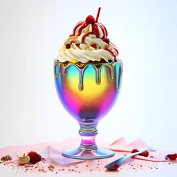 Iridescent delectable sundae, 3d white backround