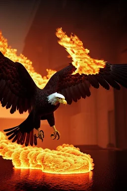 eagle set in fire, cinematic lighting, photorealistic, realistic, detailed, volumetric light and shadow, hyper HD, octane render, unreal engine 5 insanely detailed and intricate, hypermaximalist, elegant, ornate, hyper-realistic, super detailed --v 4