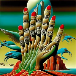 idle hands do evils bidding, sinister but beautiful, neo surrealism, by Gerald Scarfe, by Igor Morski, color pen illustration, sharp smooth composition.