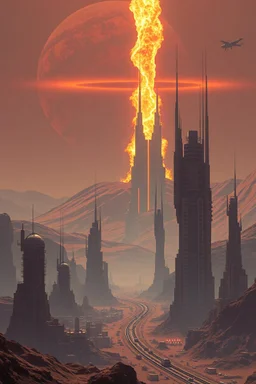 Nuclear holocaust on Mars modern city future buildings and towers