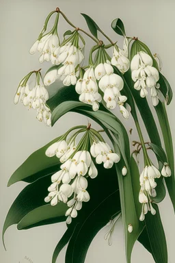 A very defined drawing of lilies of the valley