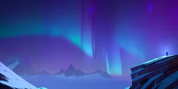 Massive Mountaintop summit, aurora borealis, fantasy, snow storm