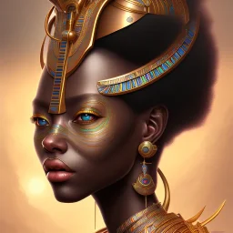 sango fantasy, fantasy magic, intricate, sharp focus, illustration, highly detailed, digital painting, concept art, matte, masterpiece head sexy African beauty black afro hair earth lady blue African huts Egyptian princess