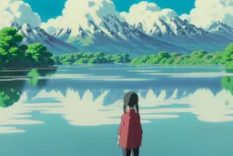 A poignant image of the mutated creatures cautiously approaching Yui, who extends a gentle hand towards them. The background shows the desolate, pollution-ridden landscape outside the biodome.