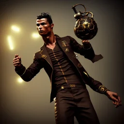 cristiano ronaldo, steampunk, unreal 5, octane render, cinema4d, dynamic lighting, dramatic lighting, 4k, redshift render, highly detailed,