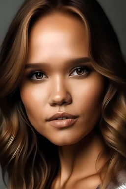 frontal beautiful caucasian woman, face mix from florence matousek, Scarlet Johannson, Jessica alba, Elisabeth Olsen, __S.asha_ with very soft and smooth edges, young version about 25 years old softer younger cheeks