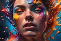 Hyperrealistic, splash art, concept art, mid shot, intricately detailed, color depth, dramatic, 2/3 face angle, side light, colorful background