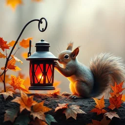 lantern, squirrel and autumn leaves...,,,"?