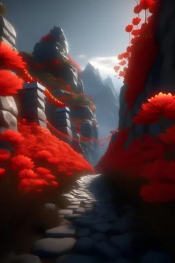 Masterpiece, best picture quality:1.5, realistic, hyper-realistic), Photo ofdigital art concept,a logo made ofsnow,flowers, red lanterns:1.5, (((China New Year)),GreatWall,whimsical,fantasy, 8k, UnrealEngine5 rendering,whimsical,intricate details, digital art, fantasy, slightly red,orientalaesthetics, movie night