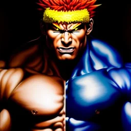 Ultra detailed fullbody Portrait in oil on canvas of Street Fighter- Akuma,extremely detailed digital painting,ultrarealistic skin,intense stare, extremely detailed face, crystal clear eyes, mystical colors ,perfectly centered image, perfect composition, rim light, beautiful lighting,masterpiece ,8k, stunning scene, raytracing, anatomically correct, in the style of Simon Bisley and Ohrai Noriyoshi and robert e howard and Steve Jung and frank frazetta.