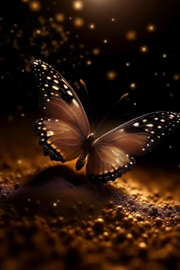 Luminous Light Brown butterfly and manure full of stars