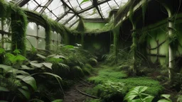 ABANDONED GREENHOUSE WHERE SOME CLIMBING AND CARNIVOROUS PLANTS STILL LIVE