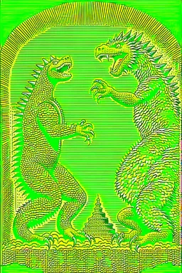 Godzilla fighting the annunaki