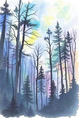 SKETCH WATERCOLOR PASTEL COLOURS - “The Forest of Starlight”