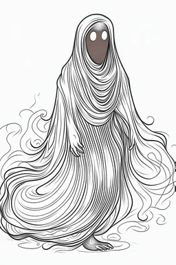 Ghost. Outline, sketch style, only use outline, mandala style, clean line art, white background, no shadows, no clear wall, coloring page.