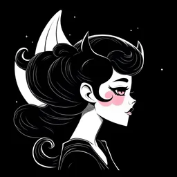 Illustration of a mesmerizing girl obscured by hair and with elf-like ears, depicted in the aesthetics of film noir, anime, and astonishing beauty, portrayed with dark, monochromatic minimalist art, infused with pop art sensibilities and animated gifs, reminiscent of Sailor Moon style, presented in an ultra-high-definition graphics format
