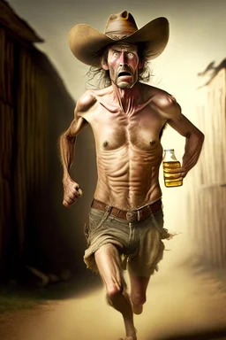 drunk runner without cloth old cowboy