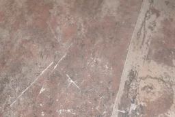 scratched concrete floor, low angle
