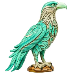 A mint colored wind elemental eagle designed in German folk art painted by Edvard Munch