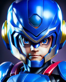 portrait of megamanx, masterpiece, best quality, true color, photorealistic, lifelike, complex light, 1boy,solo, full body, megamanx, helmet, armor, blue eyes, bodysuit, shy, shiny skin, bouncy castle, absurdres, HDR