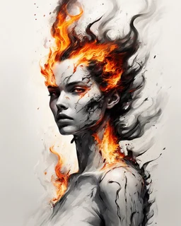 art, abstract, human, burning edges, (intense and emotional visual experience:1.5), (captivating and fiery ambiance:1.3), (dramatic and captivating essence:1.2), (fiery details:1.3), white background