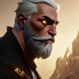 "MIddle aged white human male, with a trimmed but uneven beard, piercing green eyes with slick back hair head and shoulders portrait, 8k resolution concept art portrait by Greg Rutkowski, Artgerm, WLOP, Alphonse Mucha dynamic lighting hyperdetailed intricately detailed Splash art trending on Artstation triadic colors Unreal Engine 5 volumetric lighting Splash art fantasy"