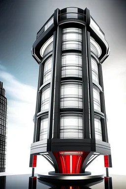 Avengers stark tower buliding architecture futuristic-modern stlye. geometric form,