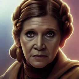 [[Carrie Fisher as Princess Leia]] :: [[sharp brown eyes, short hair, head and shoulders portrait, 8k resolution concept art portrait by Greg Rutkowski, Artgerm, WLOP, Alphonse Mucha, dynamic lighting, hyperdetailed, intricately detailed, trending on Artstation, triadic colors, Unreal Engine 5, volumetric lighting]]