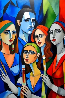 picasso style cubism 5 people