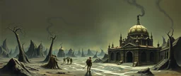 master oil painting by Escher and Giger, sodom in the style of Fallout 4