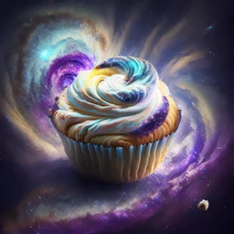 galactic muffin in space, cosmic cream vortex, 8k resolution, photorealistic, ultra detailed