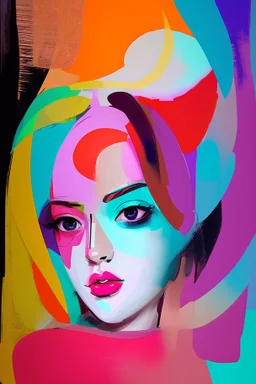 Abstract art girl painting