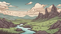 Comic book style fantasy landscape