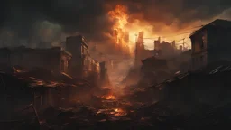 a medium detailed illustration of "the apocalypse," dark, chaotic, end of the world, destroyed cityscape, dramatic sky, silhouettes of survivors, burning buildings, post-apocalyptic, dramatic lighting, digital art, concept art, cinematic, atmospheric, high detail, 4k