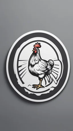 Generate a circular realistic sticker design with the text 'Chicken' in the center. Ensure the background is clean and minimalist, providing a polished and professional appearance. The focus should be on the clarity of the text and the simplicity of the overall design, making it suitable for various applications.