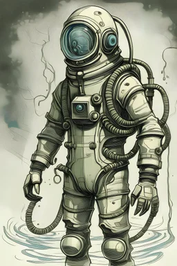 Sketch rendering of a diving suit inspired by nature